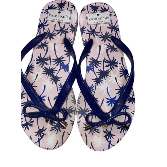 Kate Spade Blue Floral Sandals flip flop size 7/8 - Picture 2 of 8